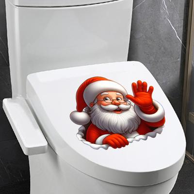 Vianočná nálepka na toaletu Odnímateľná Vodotesná Samolepiaca Santa Claus Snehuliak Elf Škriatok Kúpeľňová Stena Toaleta