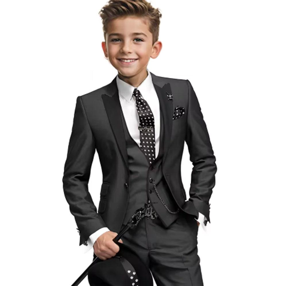 Boys Suit 3 Piece Set Fashion Design Jacket Pants Vest Wedding Kids Tuxedo Formal Graduation Outfit Stage Performance Suit