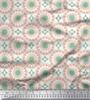 Soimoi Red Japan Crepe Satin Fabric Mandala Geometric Print Fabric by the Metre 42 Inch