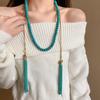 Rice Beads Bohemian Waist Chain Tassel Pendant Sweater Chain Long Turquoise Necklace  Friends Gift