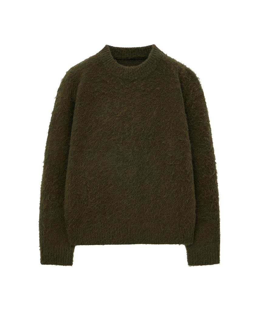 BIG UNION Alpaca Boucle Crop Knit (Olive)