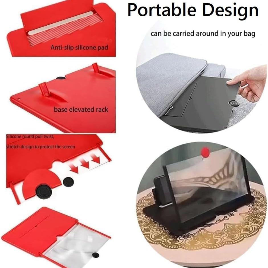 

3D HD Складной Усилитель Экрана Мобильного Телефона Портативный Проектор для Фильмов и Видео Совместим со Всеми Смартфонами Увеличитель Экрана с Антибликовым Покрытием 10 inch красный