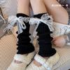 New Solid Color Leg Warmers Knitted Bow Thickened Mid-Calf Sock Harajuku Boot Covers Gift