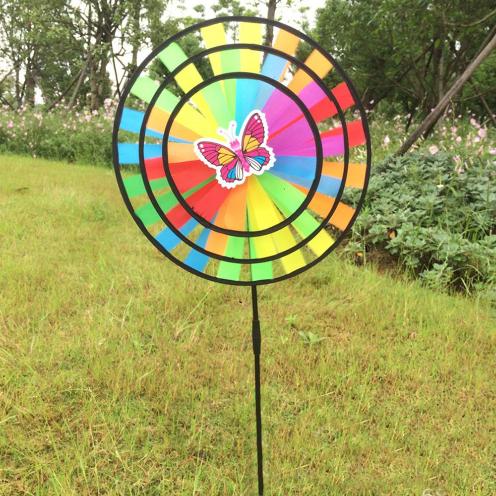 

Easy Removal Colorful Yard Decoration Windmill Toys Garden Windmill Rainbow Pinwheel Wind Spinners