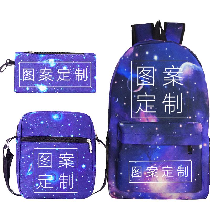 Student Schoolbag Making Oxford Cloth Backpack Shoulder Bag Pencil Bag Combination Three-Piece Set