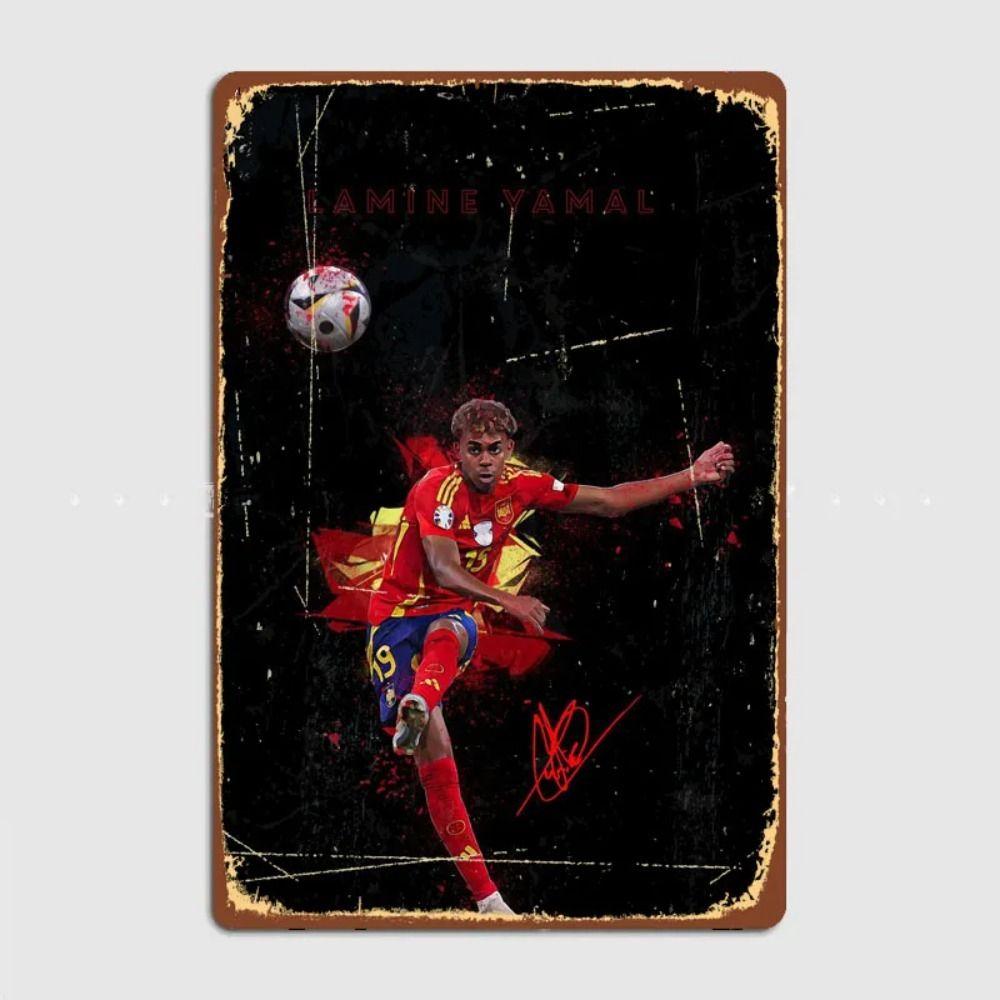 Lamine Yamal Retro Metal Poster Minimalist Club Home Wall Decor