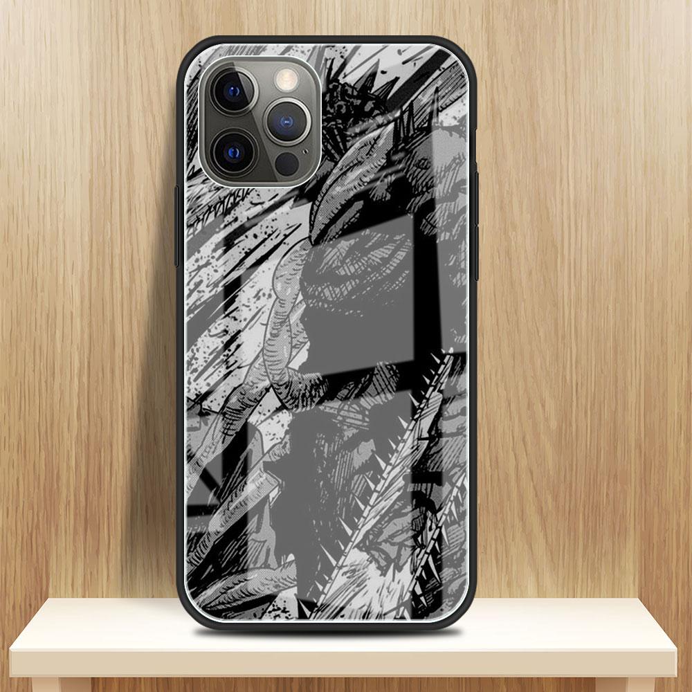 Chainsaw Man Cool Glass Case For Apple iPhone 14 13 Pro 11 12 7 8 Plus SE 2022 XR X XS Max 6 6S Tempered Phone Cover