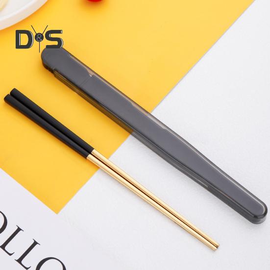 1 conjunto de pauzinhos para alimentos compactos, à prova de ferrugem, utensílios de mesa práticos com caixa de armazenamento dobrável