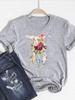 Print T Shirt Short Sleeve Flower Vintage Cute S Summer Top Fashion Clothes Women Clothing Gray Basic Tee Graphic Tshirt
