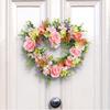 Valentine Day Wreath Heart Shaped Garlands Wreath Vintage Art Simulation Rose Flowers Wreath for Wedding Home Decors
