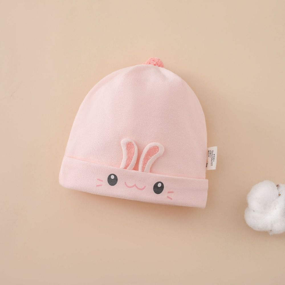 Cartoon Bear Boneless Muslin Hats 0-3 Months Infants Beanie Cap Windproof Newborn Hats Autumn