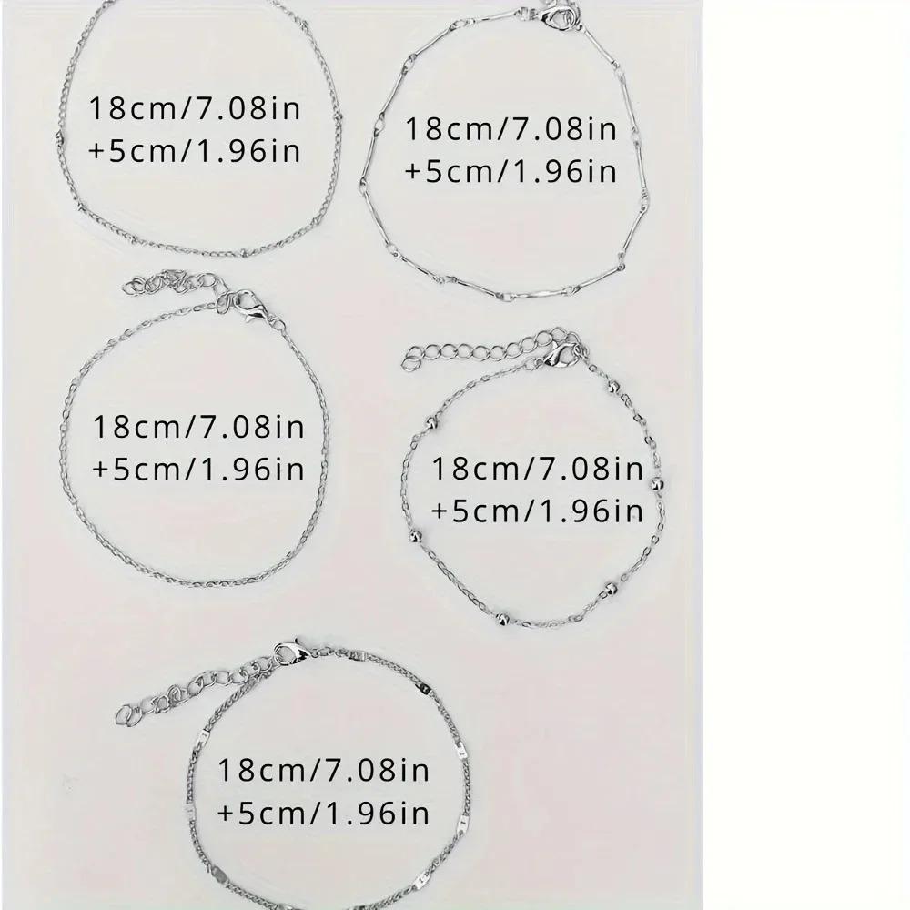 Layers Leaves and Beaded Cuban Chains. A Set of Summer Beach Anklets for Women Girls  Ankle Shiny Anklets with Zircon