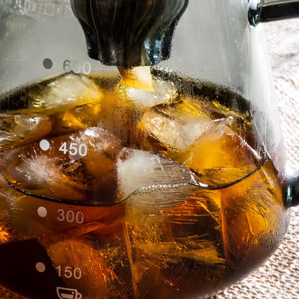 Glass Coffee Server 600ml Iced Tea Water Beverage Pour Over Dripper with Scale Household Office Bar Pot Kitchen Drinkware