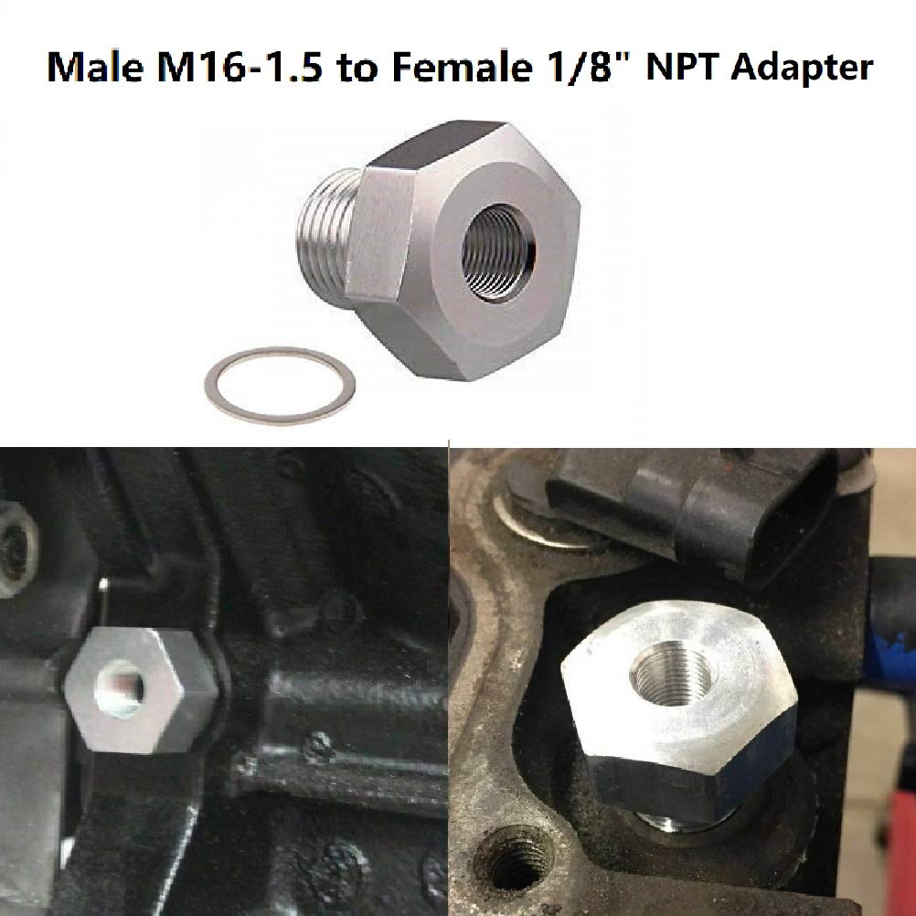LS Engin Swap Oil Pressure Sensor Adapter M16 1.5 Adapter to 1/8 NPT for All GM LS Engines LS1 LSX LS3 4.2L 4.3L 4.8L 5.3L 6.0L 6.2L