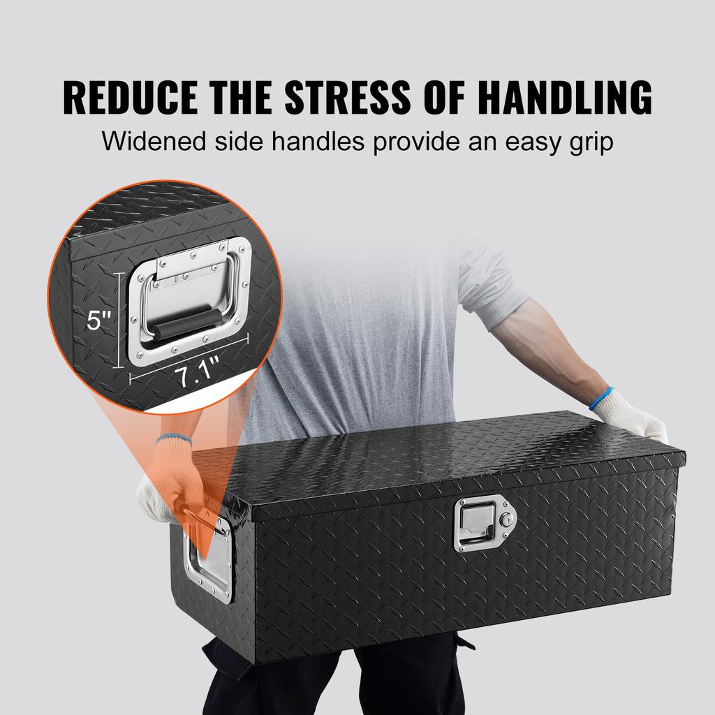 VEVOR Heavy Duty Aluminum Truck Bed Tool Box, Diamond Plate Tool Box with Side Handle and Lock Keys for Pickup, Truck Bed, RV