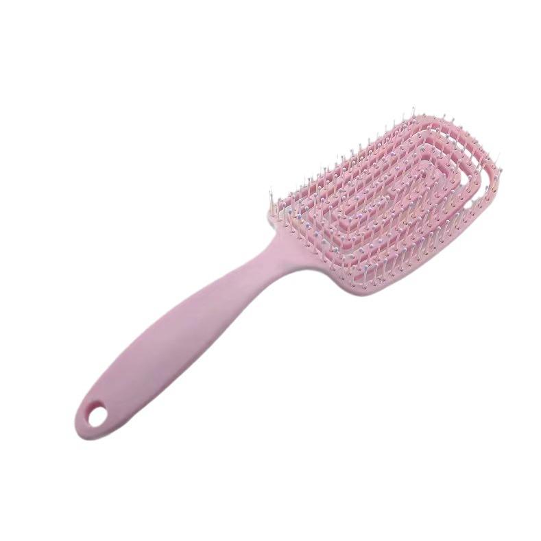 Portable Fluffy Back-Shaped Hairdressing Comb for Girls - Hollow Design & Scalp Massage