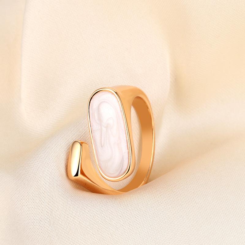 Gold-plated Seiko natural white fritillary open ring, simple personality does not fade ring