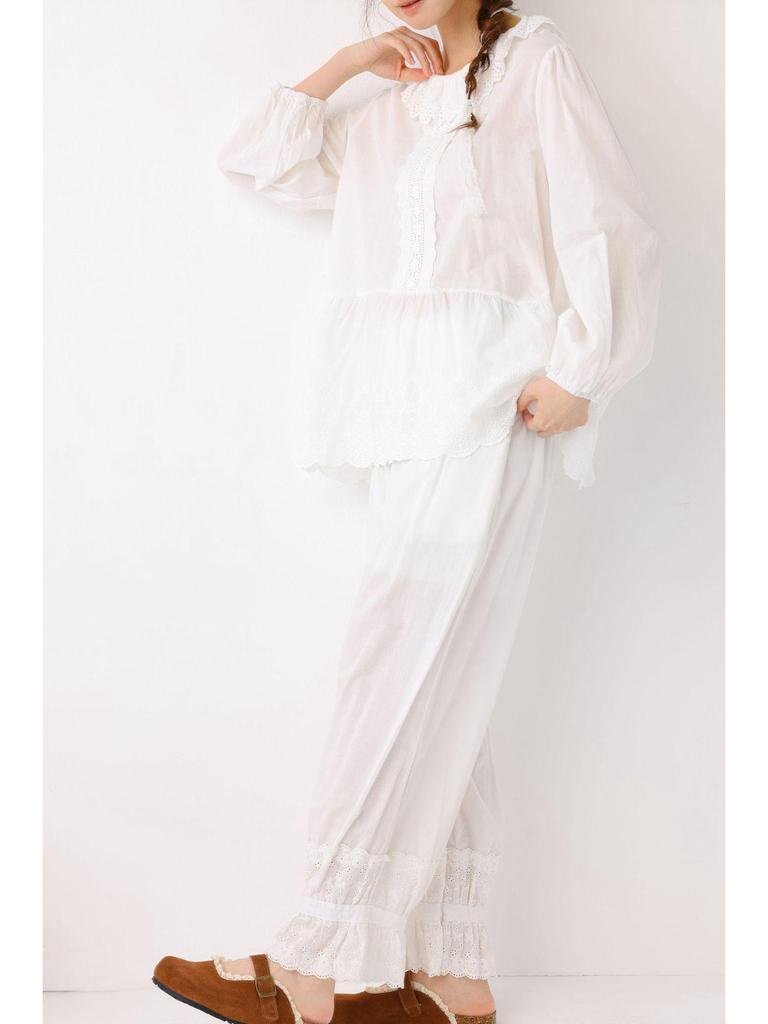2026 New Style Women's Pure Cotton Long Sleeve Doll Shirt with Lace Collar and Heavy Embroidery