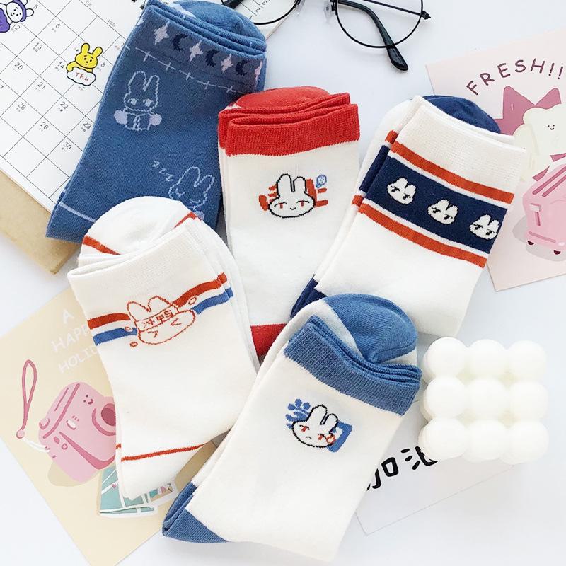 Women's Mid-Tube Socks - Autumn/Winter Japanese Korean Style, Trendy Soft Cotton, Deodorant, Personality Design.