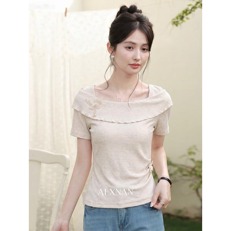 

Women s French Off-Shoulder Short-Sleeve T-Shirt S