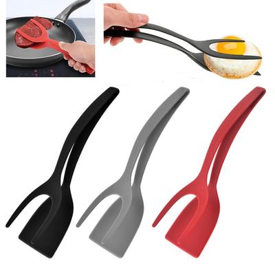 2'si 1 Arada Kürek Klips Silikon Saplı Çevirme Maşası Yumurta Biftek Spatula Maşası Kelepçe Krep Kızartma Çeviricileri Pişirme Aleti Mutfak Aksesuarları