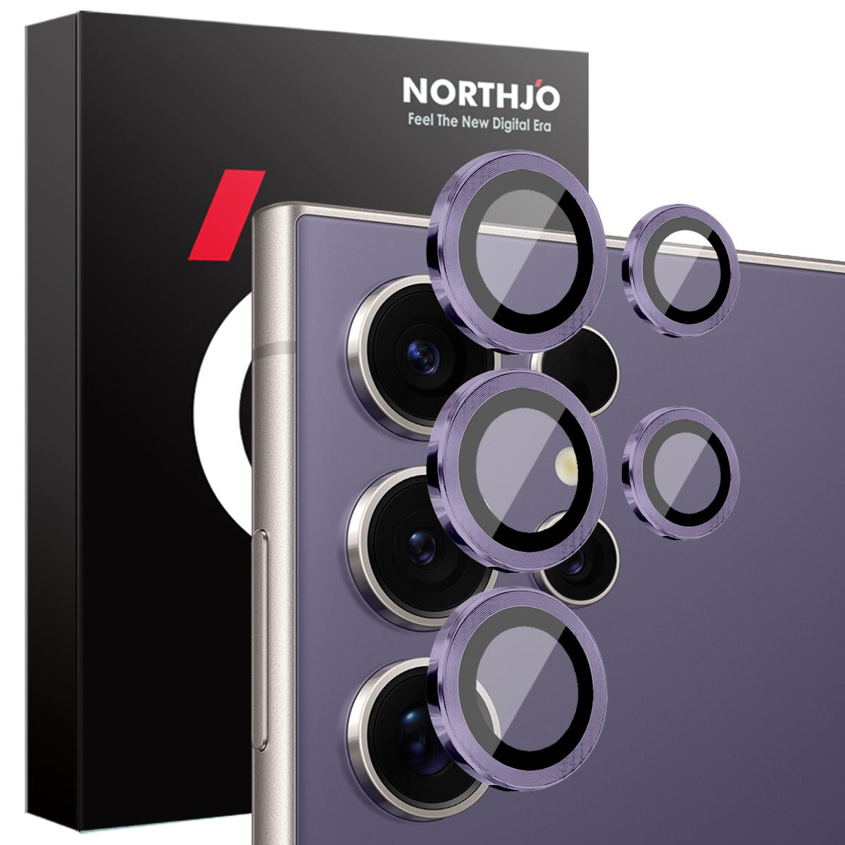 

NORTHJO 1 Set For Samsung Galaxy S25 Ultra Tempered Glass Camera Lens Film CD Veins Metal Ring Lens Guard Purple