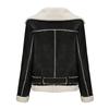 Women's Integrated Thermal Insulation Women's Suede Jacket With Belt Lapel Jacket