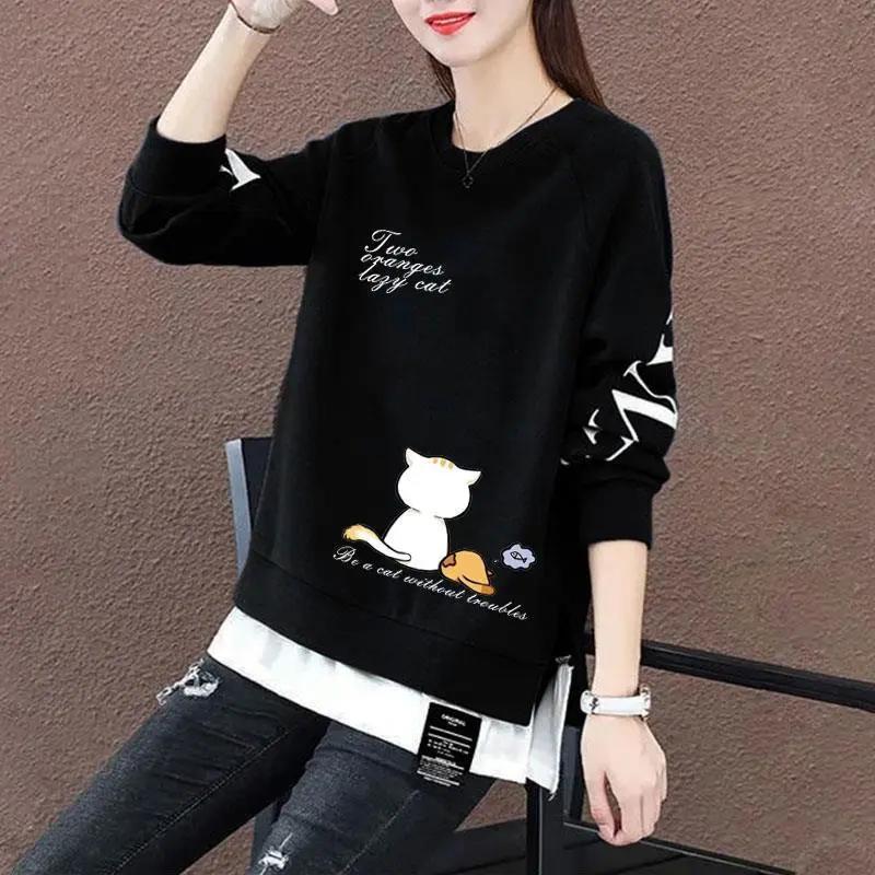 

Women s Autumn Mid Length Sportswear Loose Long Sleeved Jacket 3XL чорний