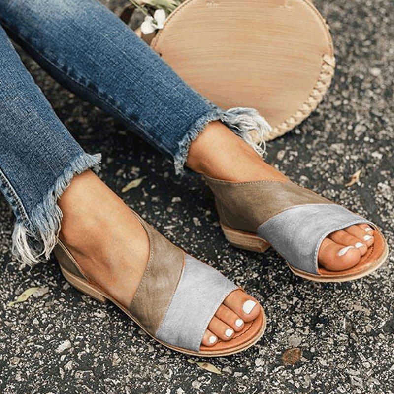 Elegant Women's Fish Mouth Sandals With Stylish Color Matching And Comfort Low Square Heel
