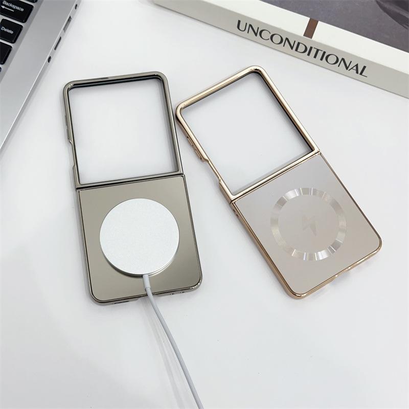 Placcatura Elettrolitica Opaca per Custodia Magnetica Magsafe per Samsung Galaxy Z Flip 7 6 5 4 Flip7 FE Cover Protettiva Ricarica Wireless