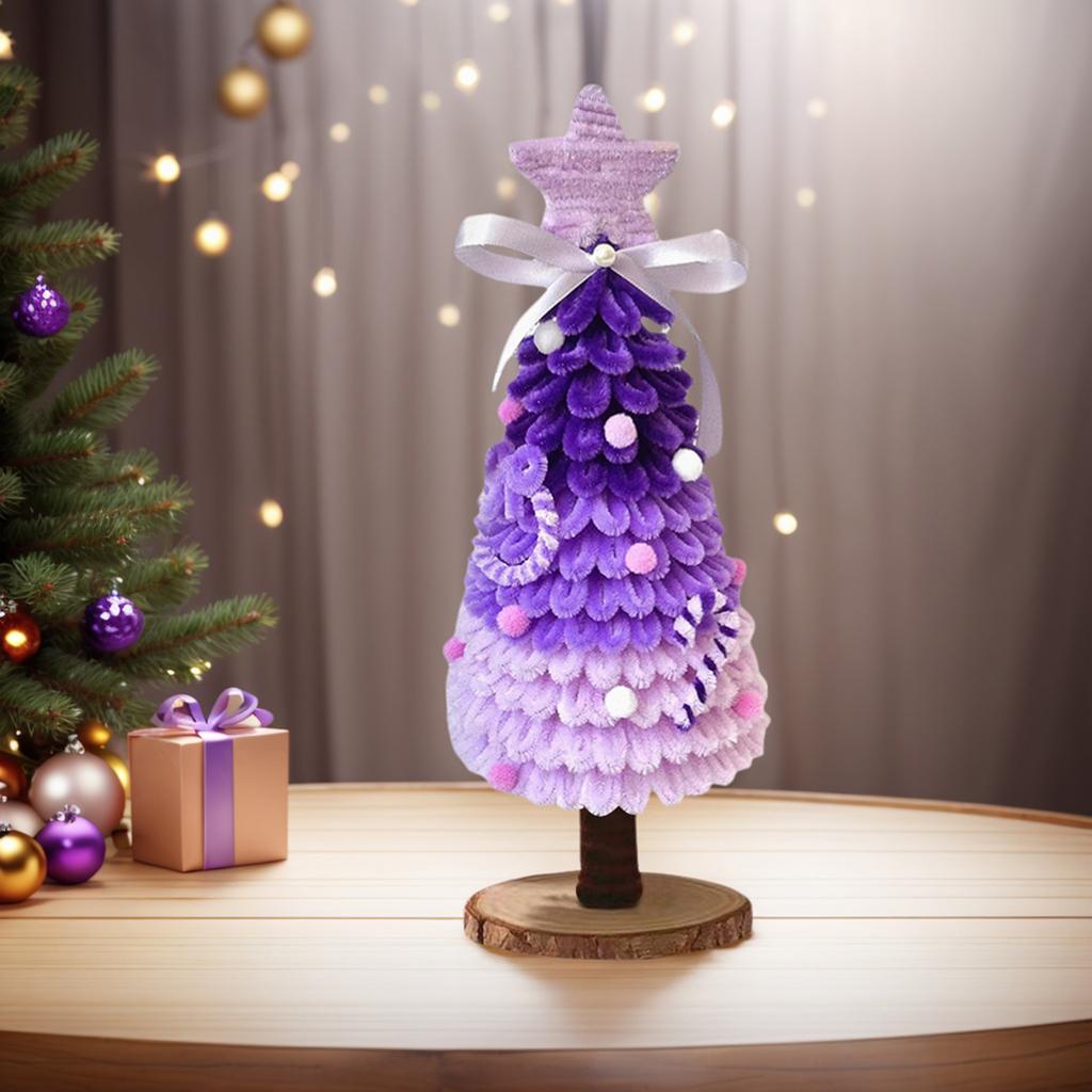 DIY Handmade Christmas Tree Kit Pipe Cleaners Cute Christmas Tree Ornament for Home Office Table Decor