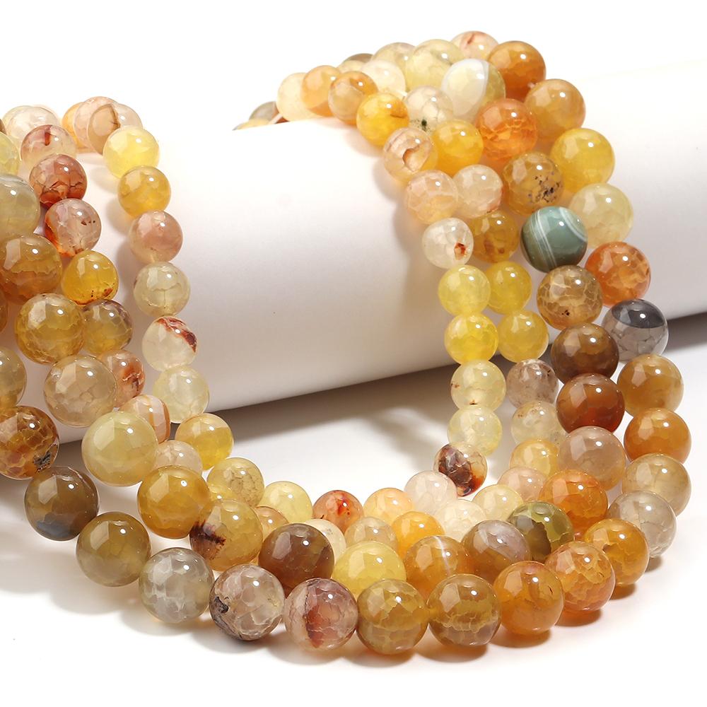 6 8 10mm Natural Stone Yellow Dragon Agate Beads Round Loose Spacer Beads For DIY Jewelry Making Necklace Bracelet Accessories