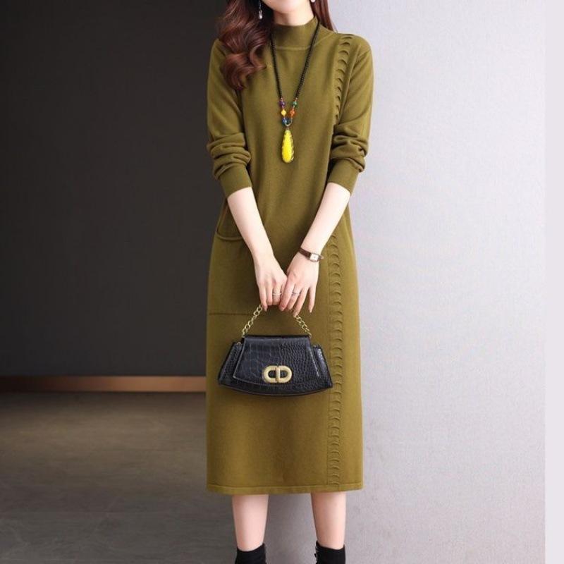 

Женское свободное платье-свитер большого размера, пуловер, свитер для женщин среднего возраста, осенне-зимний свитер 3XL