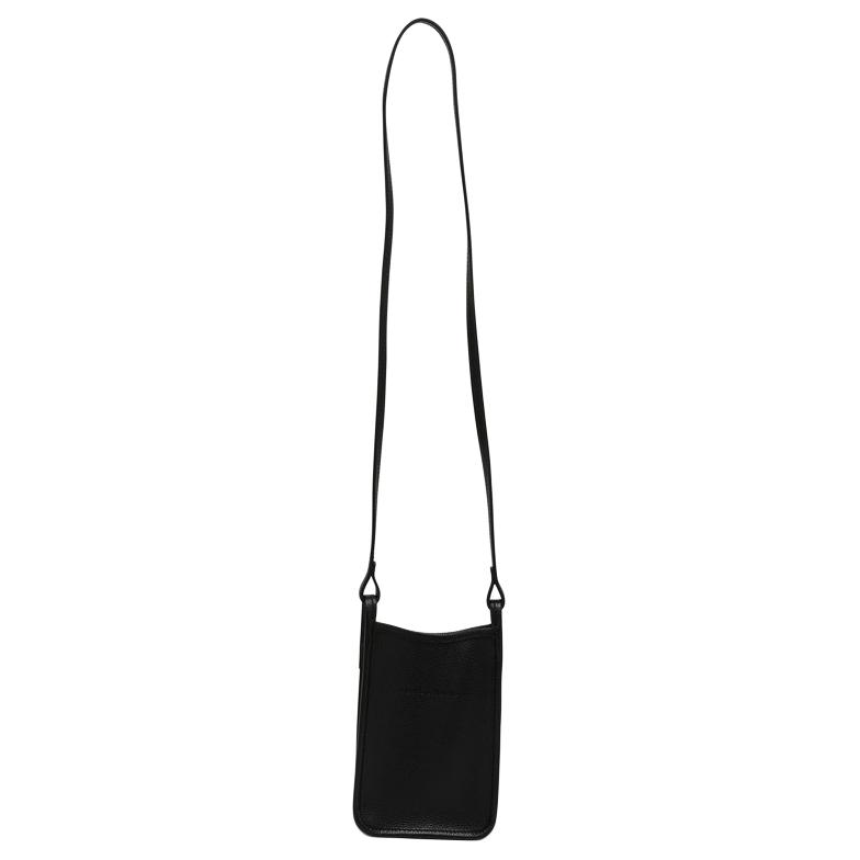 

Longchamp Le Foulonné Solid Color Embossed Logo Grain Quilted Leather Phone Bag Shoulder Crossbody Bag Women bags Black 34200021001 Basic Set (Bag+Dust Bag)