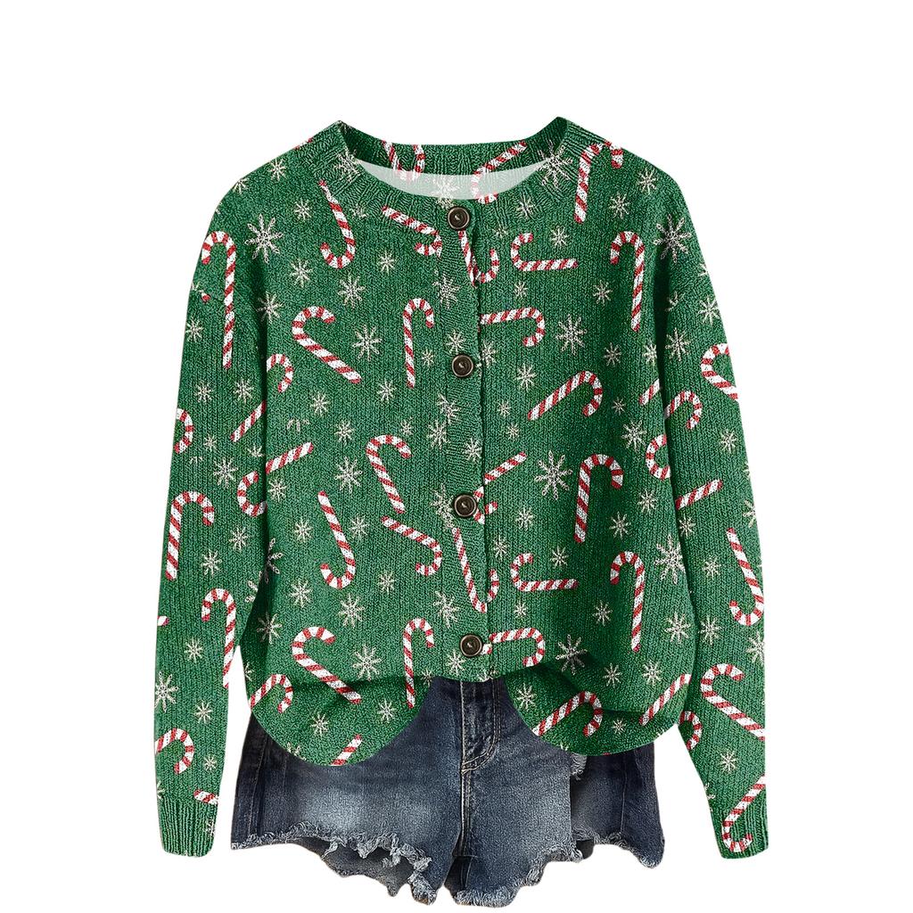 Women's Round Neck Top Printing Thickened Plush Cashmere Warm Long Top