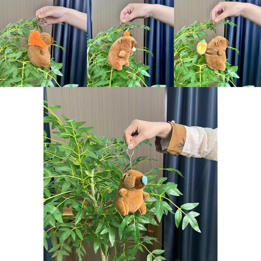 Adorable Plush Capybara Doll Keychain With Colorful Hoodie Perfect For Gifts