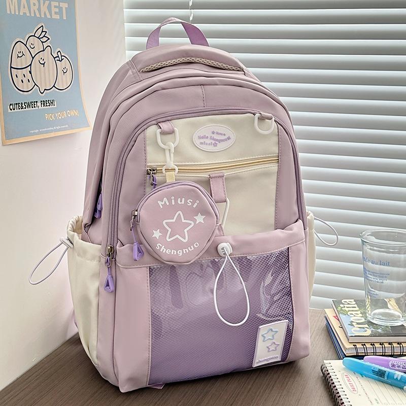 Children's Schoolbags First Grade Girl with High Looking Two Piece Backpack