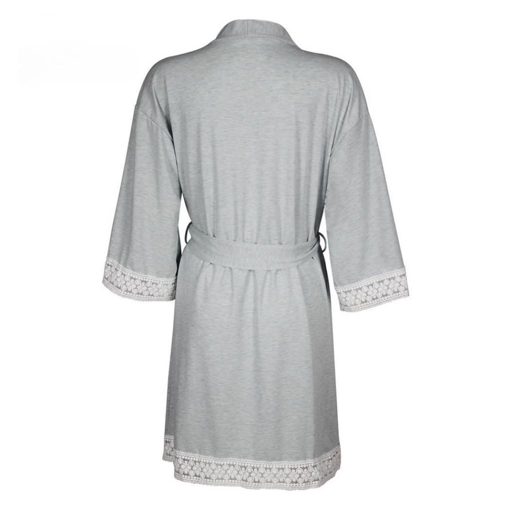 Women's Bathrobe Gown Maternity Nursing Nightdress Robe Kimono Pyjamas Cardigan Sleep Dress