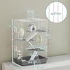 4-Tier, 16-Tube Hamster Cage with House, Ramp, and Accessories, Metal and Plastic, 47x30x70 cm, Grey