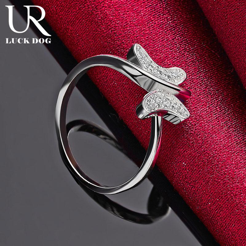 925 Sterling Silver Butterfly AAA Zirkonový prsten Módní svatební šperky