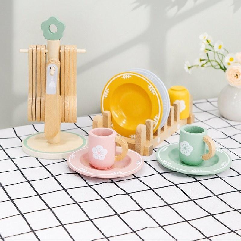 Colorful Wooden Play Kitchen Toy Set For Kids Interactive Pretend Play Gift Box