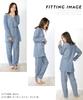 ON NISHIKI Long Sleeve Top and Bottom Double Long Long Loungewear Women's Pajamas, 100% Cotton, Front-Opening, Set, Spring/Autumn, Gauze,