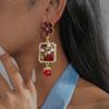 Alloy Flower Square Geometric Dangle Earrings New Simple Luxury Earrings Women Party Jewelry Accessories