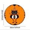 Vintage Black Cat Halloween Metal Wall Art Round Iron Sign Orange Black Home Decor