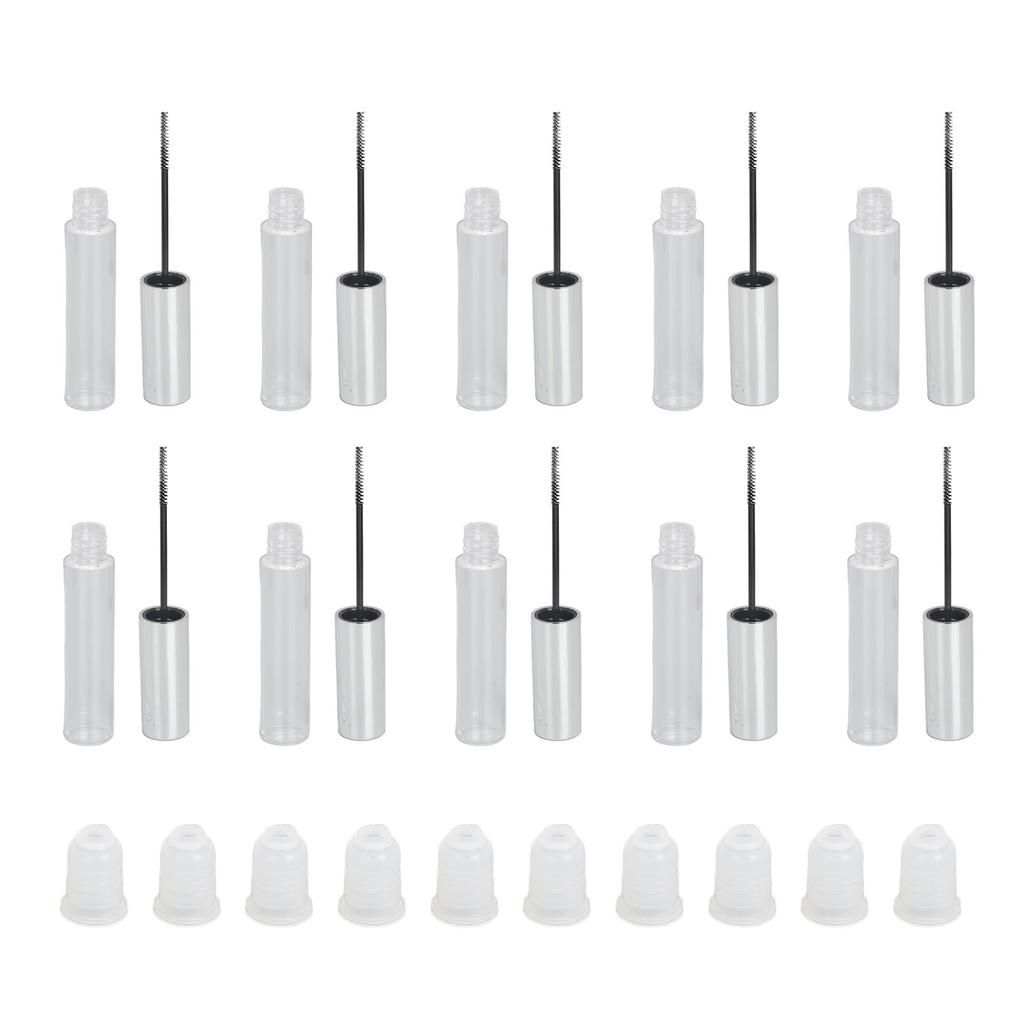 10 Pieces 10ml Empty Mascara Tube and Wand Transparent Bottle Empty Mascara Containers with Stopper