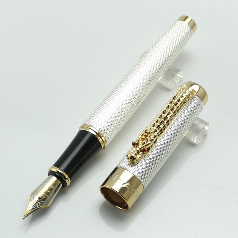JINHAO 1200 Lusso Alta Qualità Bianco Perla Dorata Colore Drago Ufficio Business Pennino Medio Rollerball Penna Ufficio Business