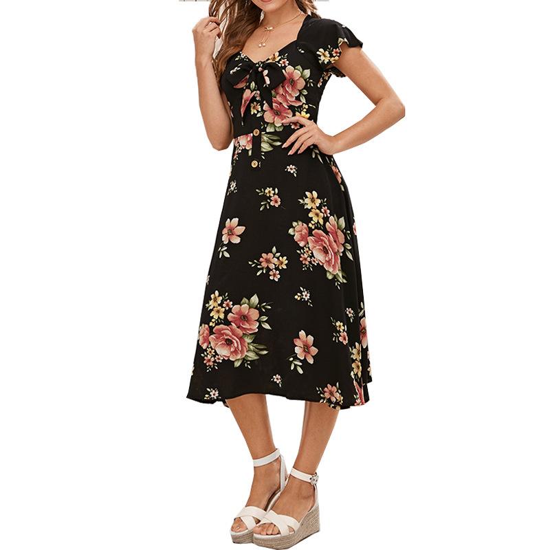 

Платье с коротким рукавом и V-образным вырезом на талии на шнуровке L чёрный