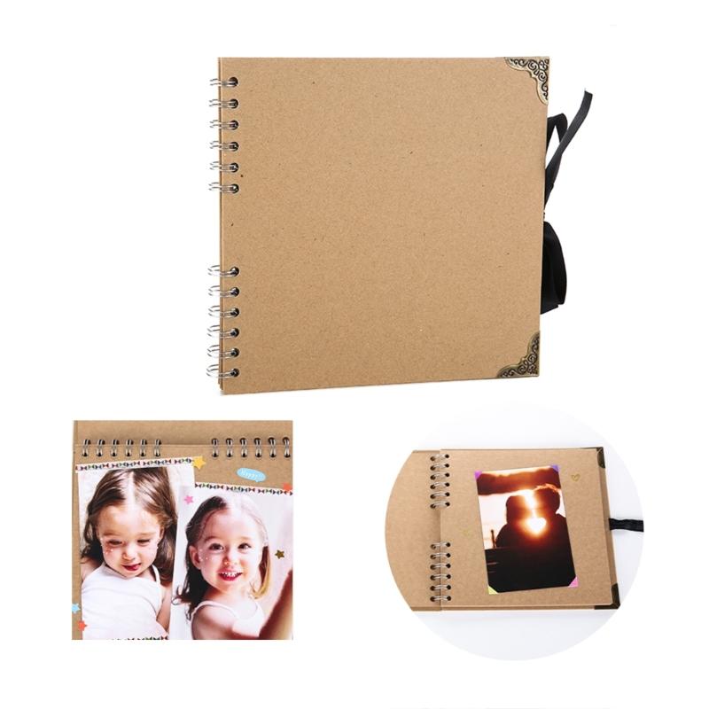 60 Pages Photo Album Kraft Paper Memory Photograph Book Supplies for Children Girl Boys Birthday Holiday Festival