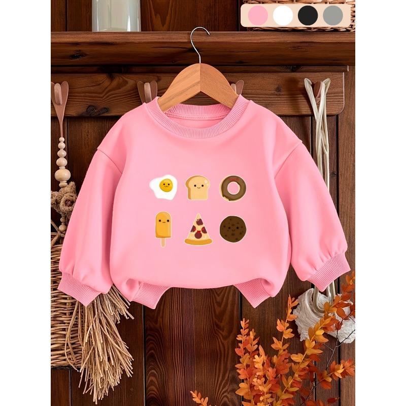 Kids Sweatshirt Cute Printed Pattern Simple Sweet Beauty Baby Spring Thin Round Neck Hoodie