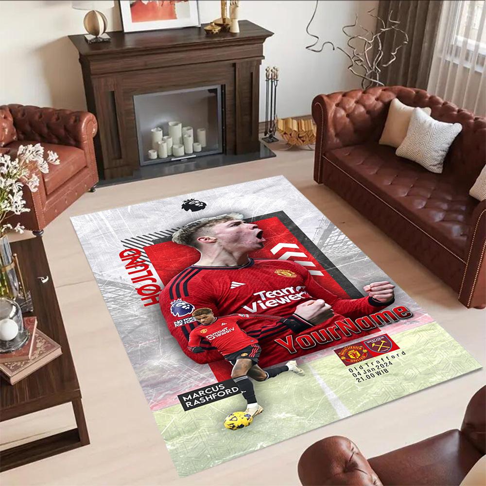 Manchester Customize Your Name Carpet Suitable for Balcony Dining Room Foyer Dormitory Anti-slip Rug Decorate Offices Best for Christmas